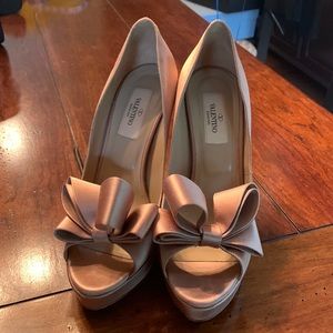 Valentino Champagne Colored Stiletto Peep Toes